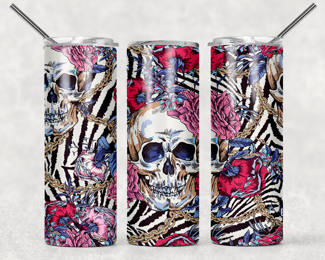 Floral Skull Zebra Stripe
