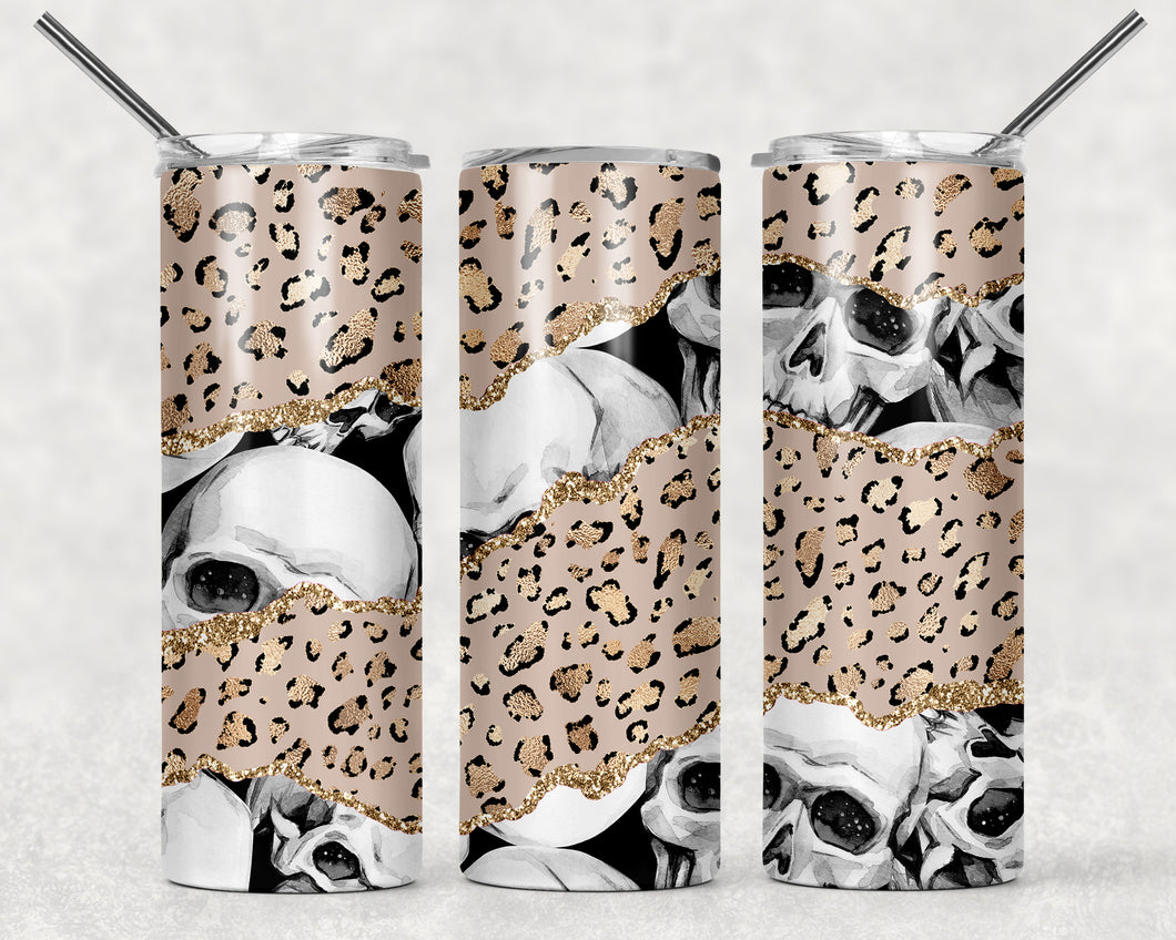 Black & White Skulls with Leopard Print