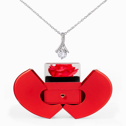 Alluring Beauty Necklace with Red Heart Rose Box
