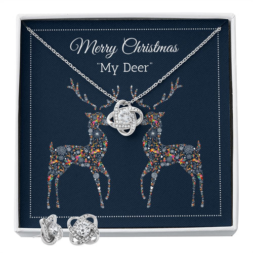 Merry Christmas My Deer - Love Knot Necklace and Earring Set